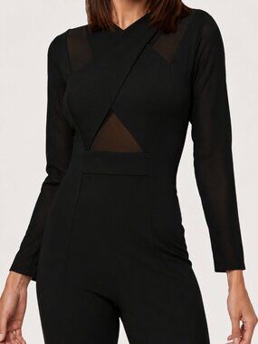 Bebe Black Mesh Peekaboo Jumpsuit